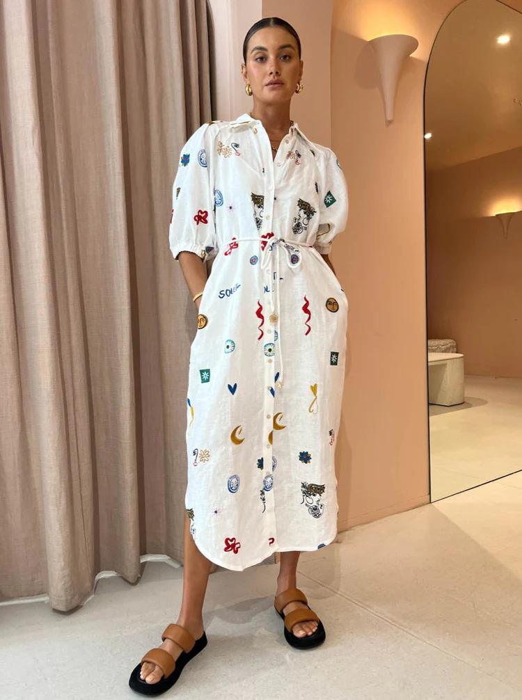 Women's Regular Dress Casual Classic Style Turndown Short Sleeve Printing Moon Heart Shape Maxi Long Dress Daily display picture 3
