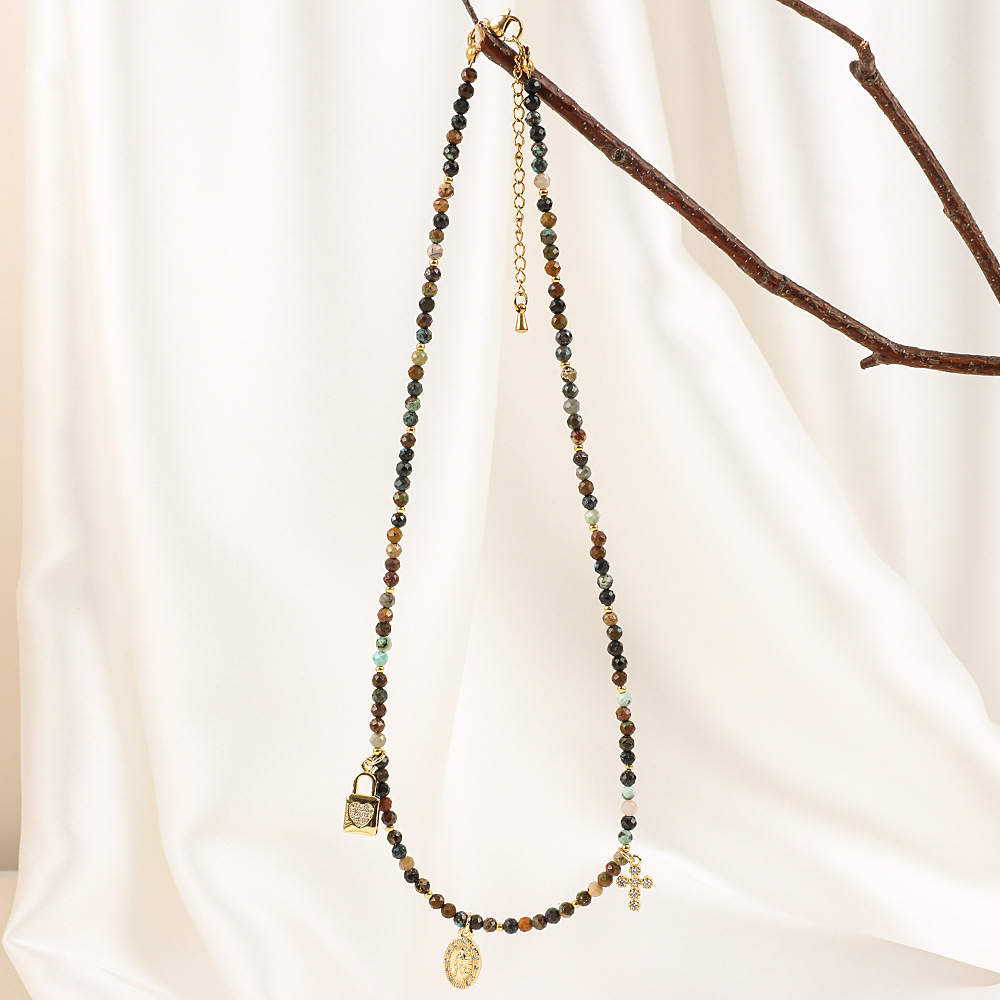 20g Weight Necklace Classification 1 Piece Quantity Travel Occasion Alloy, Agate Material Heart Shape Pattern Women's Gender Beaded Design Ethnic Style, Bohemian Style Ethnic Style Bohemian Heart Shape Alloy Agate Necklace In Bulk 43