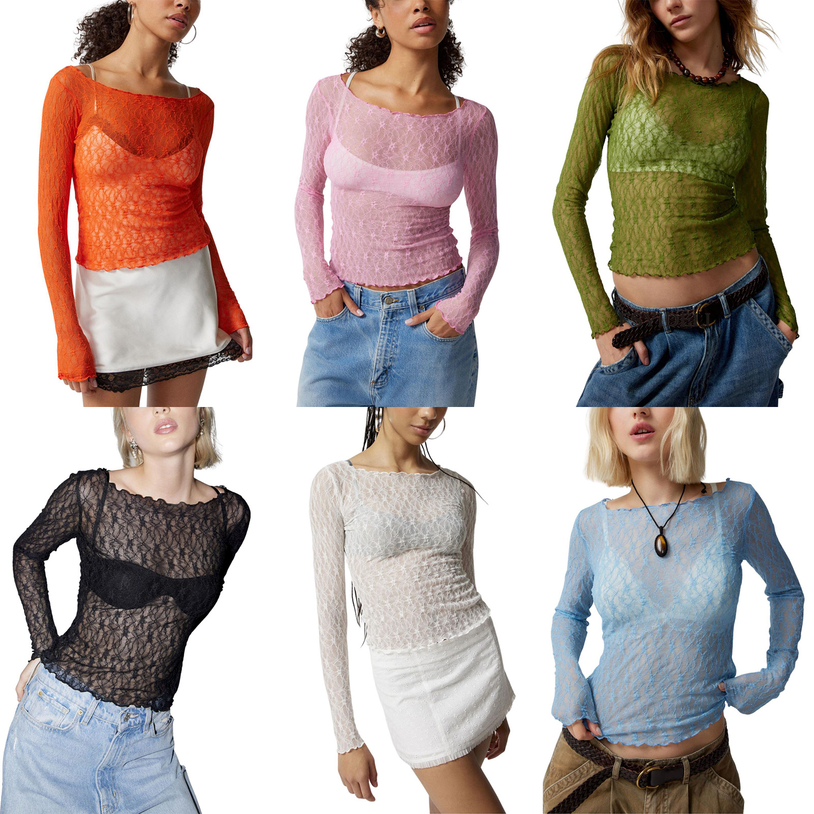 lace short sexy long-sleeve