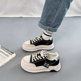 帆布鞋女2025春秋季新款学生韩版ins潮厚底休闲板鞋百搭小黑鞋子