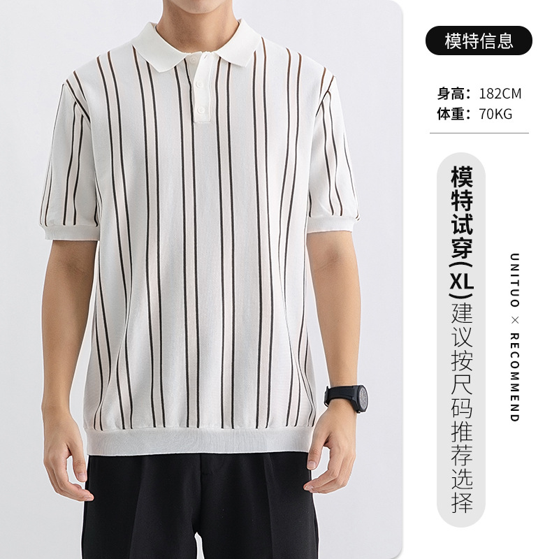 Hombres de alto nivel camisa polo de punto de hielo hombre de negocios casual Europa y América nuevo estilo transfronterizo con la solapa vieja ropa de hombre