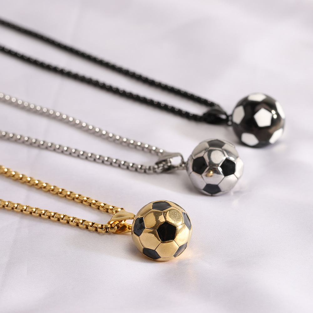 Football Pattern Women's Gender Simple Style Football Titanium Steel Polishing Pendant Necklace