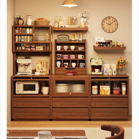 Sideboard Living Room Home Coffee Cabinet Log Style Tea Cabinet Simple Wall-Mounted Integrated Storage Cabinet Floor-Standing Narrow Cabinet