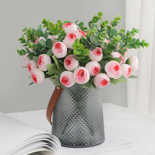 Hairpin Flower Shoes and Hats Decorative Simulation Rose Fake Flower Bouquet Living Room Desktop Decoration Simulation 10 Eucalyptus Tea Bud