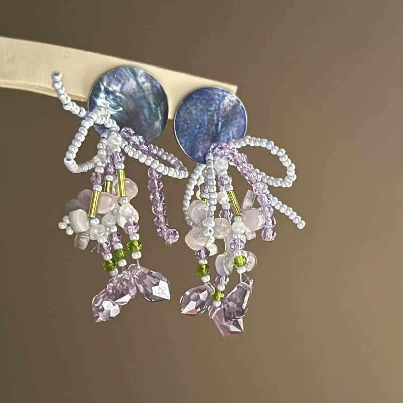 Silver needle, earrings, flowered, french style, high-quality style, wholesale