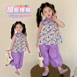 女童点子灯笼裤套装2025夏季新款时尚小女孩洋气两件套中小儿童装