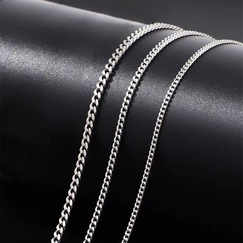 925 sterling silver Chain Material 925 Sterling Silver Cuban Link Chain Plating Geometric Necklace