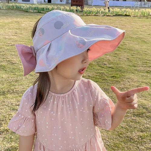 Children's sun protection hat girls summer empty top sun hat anti-UV baby sun hat spring outing big brim hat