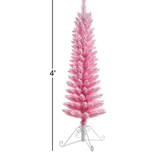 Премиальная декоративная ель высотой 4 фута 120 см, розовая махровая Christmas Tree с 50 прозрачными накалёнными огнями
