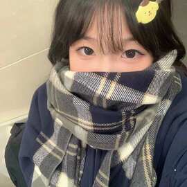 2025年新款韩版格子围巾女冬季学生百搭保暖ins学院风围脖