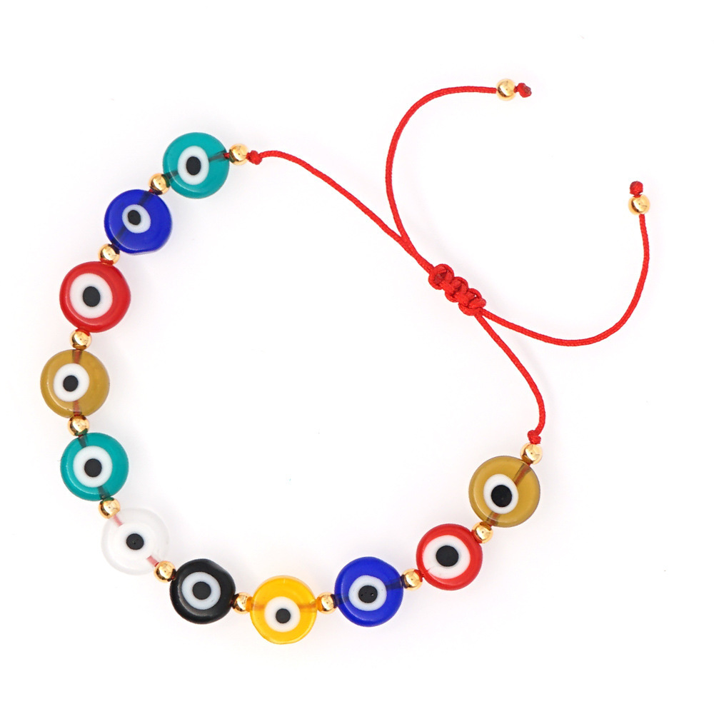 Nihaojewelry Ethnic Style Colored Glaze Evil Eye Gold Bead Bracelet Wholesale Jewelry display picture 23