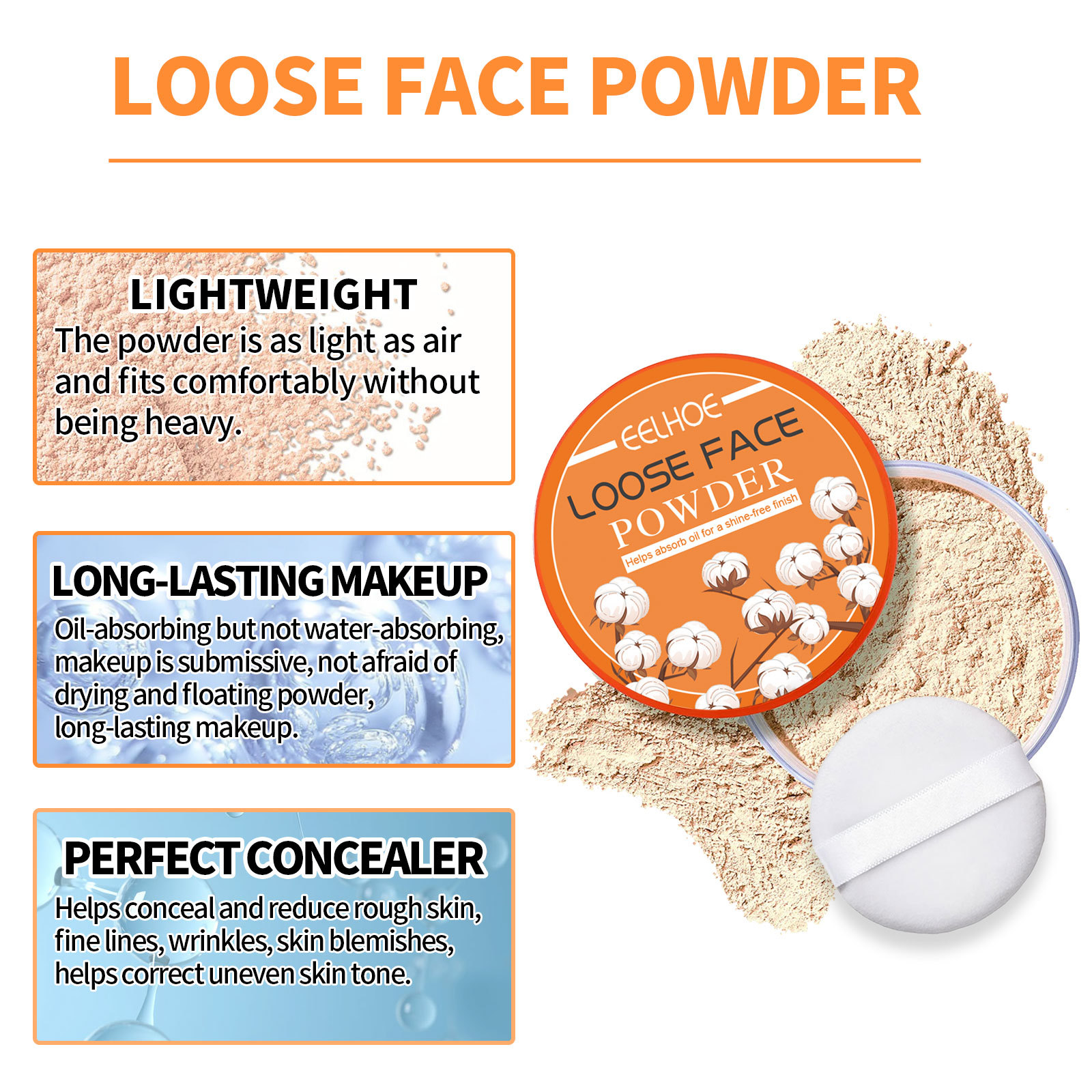 EELHOE loose waterproof, sweat proof, keeping, light, fine, smooth, fine lines fade, natural concealer, face repairing_voghion.com
