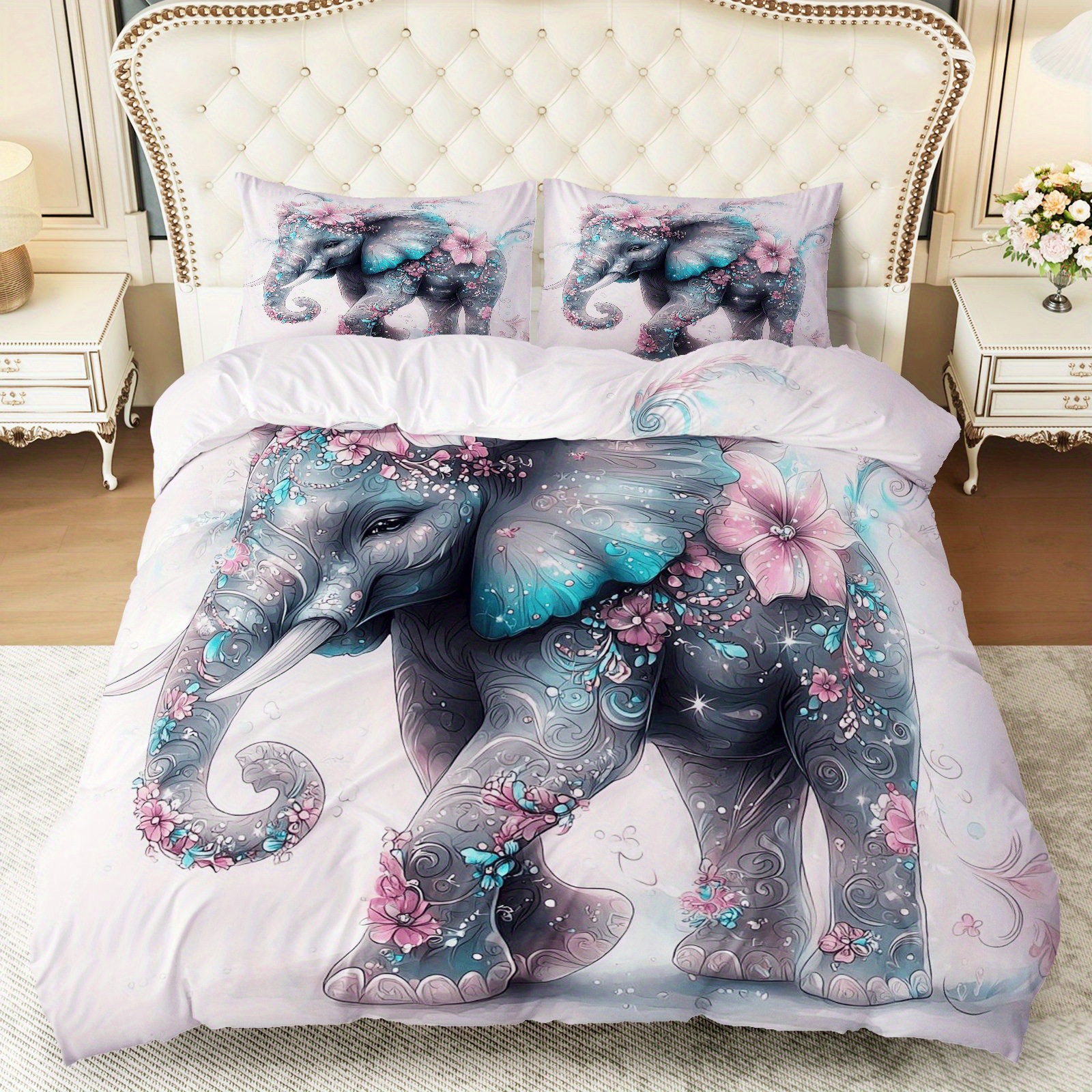 Textil doméstico transfronterizo molienda impresión digital elefante primer plano quilt kit fuente fábrica llevar a cabo tem / JIT