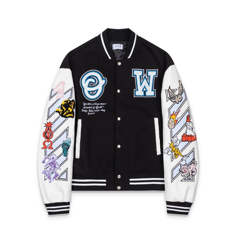 Cross-Border Foreign Trade Wholesale Trendy Brand Off Baseball Jacket New Ow Arrow Twill Graffiti Men's and Women's Jacket Hot Style