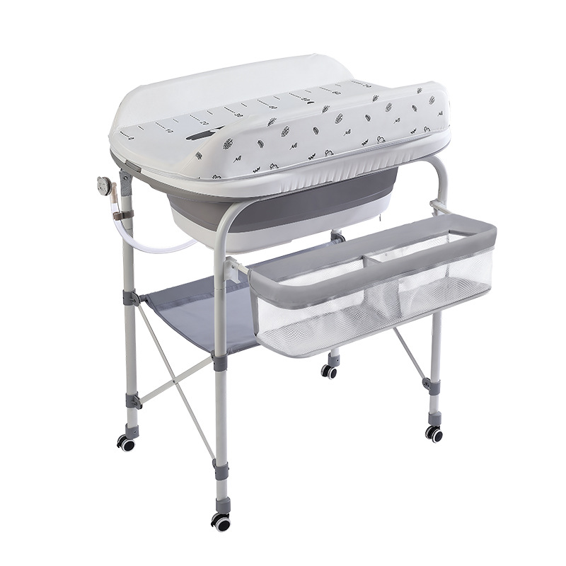 Mesa de cuidado infantil multifuncional mesa de pañales móvil cama de bebé recién nacido cambio de pañales tacto baño de lavado y protección integral