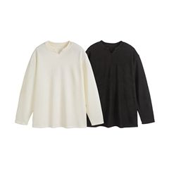 城市凡品 2025年秋季新款简约基础款长袖T恤男女V领打底衫