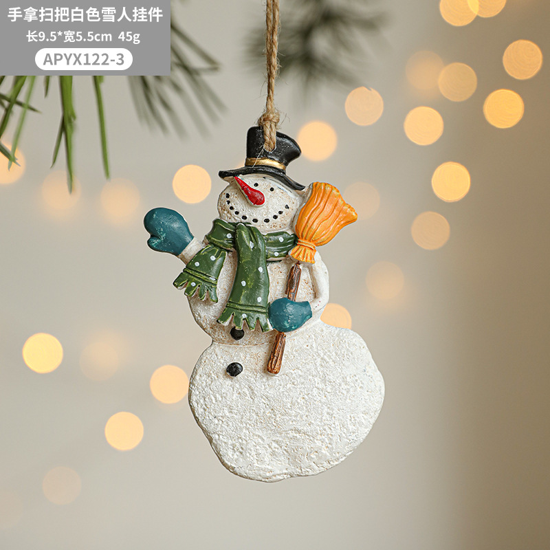 Colgante de Navidad pintado con resina Colgante de decoración de árbol de Navidad retro americano creativo alce santa claus troyano