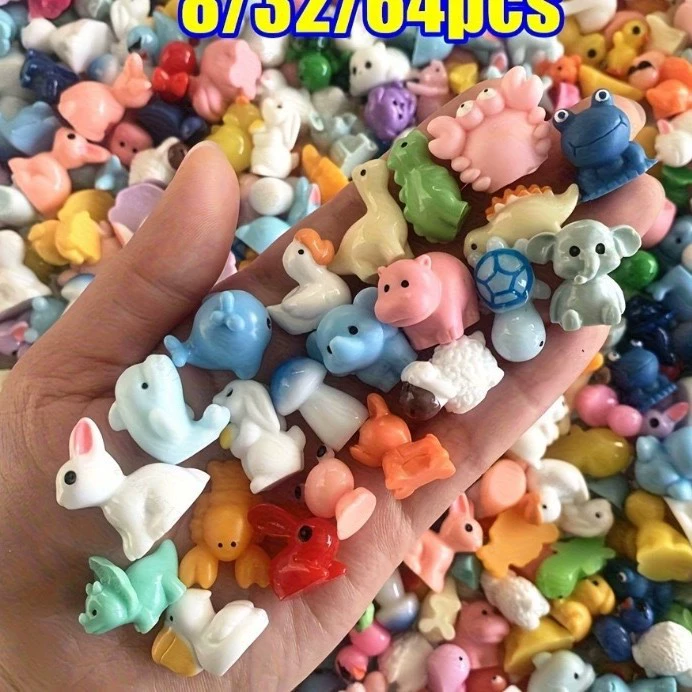 Кросс-бордерные милые миниатюрные животные из смолы для DIY украшений, креативные настольные украшения, брелоки, микс