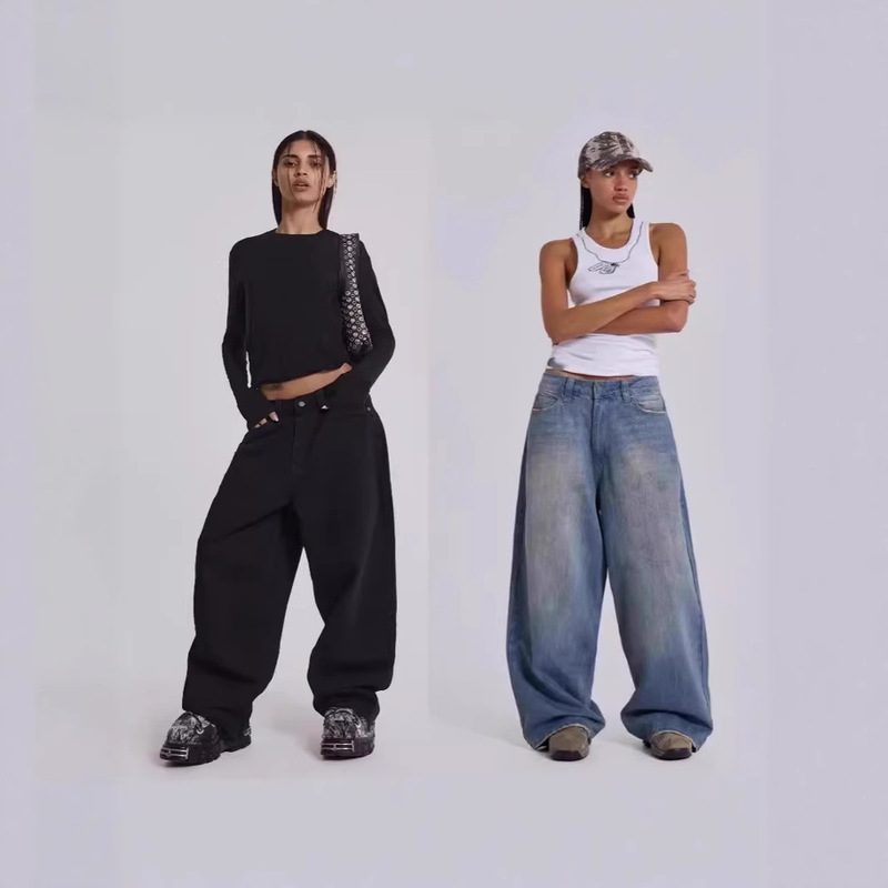 Jaded London 24Aw Millennial Hot Girl Y2K Low-Waist Retro Washed Wide-Leg Jeans Casual Pants