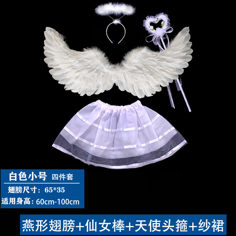 Alas de plumas de ángel, accesorios de Halloween, actuación para adultos y niños, decoración de pasarela de niña de las flores, vestido de demonio negro