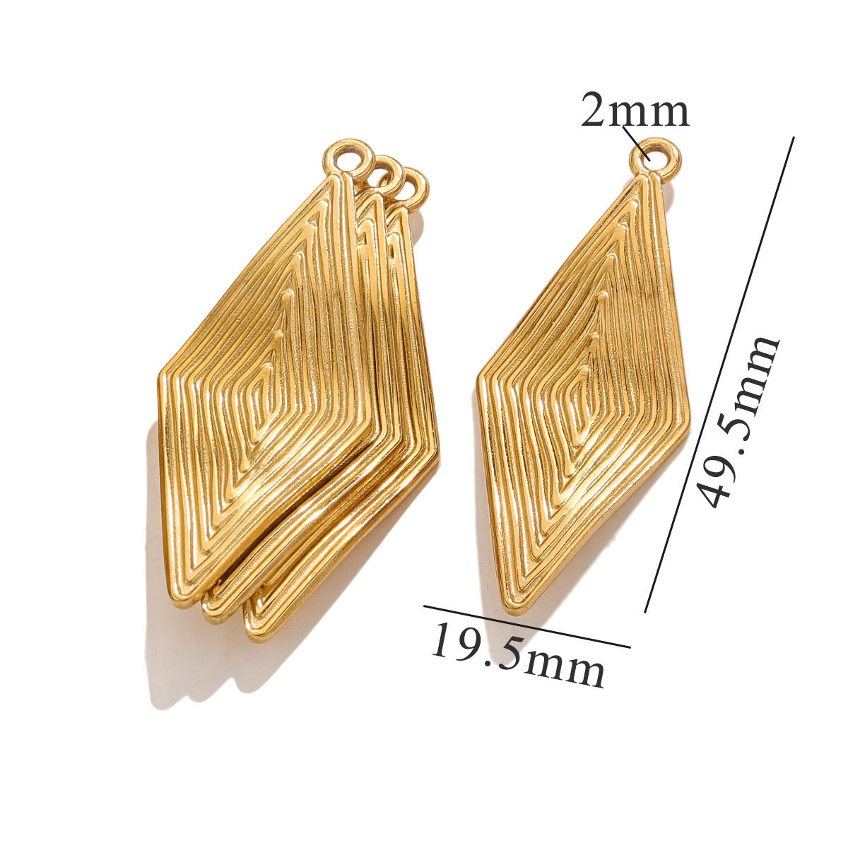 Geometric Pattern 1 Piece 25*47.5mm 304 Stainless Steel PVD Coated Real Gold Plated Geometric Pendant DIY Jewelry Accessories