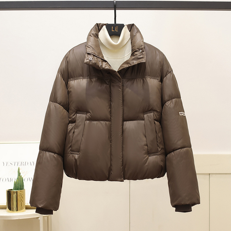 Ropa de algodón coreana para mujeres gruesas abrigo corto de invierno 2025 nuevo estilo de estilo de cuello vertical chaqueta de algodón estilo occidental ropa de pan