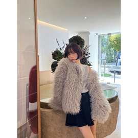 现 2025冬季新款韩国设计师overd*eflair保暖泰迪熊毛绒外套