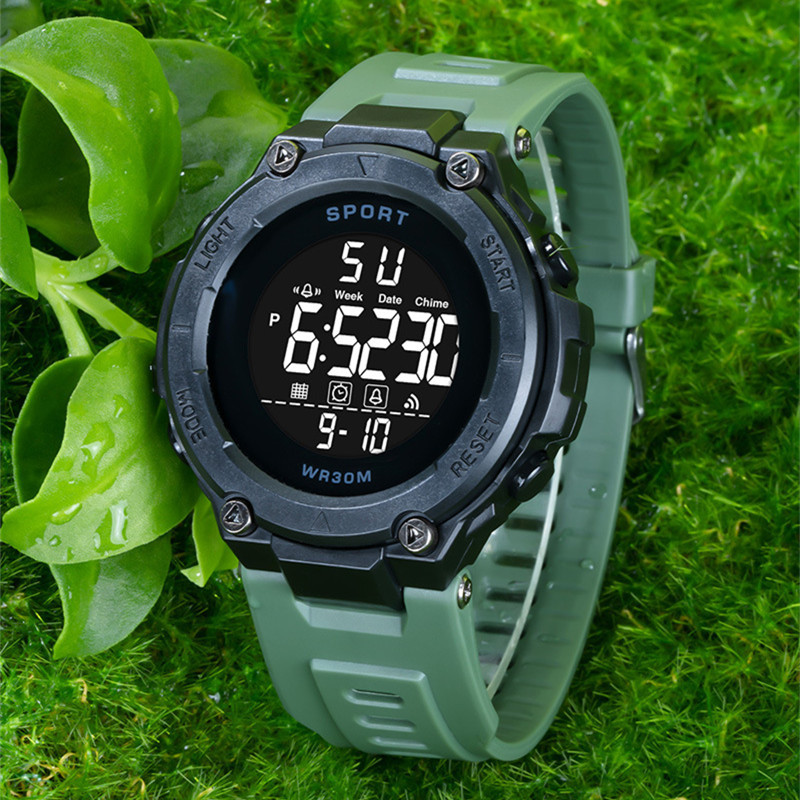 Los hombres de moda deportes al aire libre montañismo reloj electrónico estudiante ocio multifunción luminosa alarma reloj cronómetro reloj electrónico