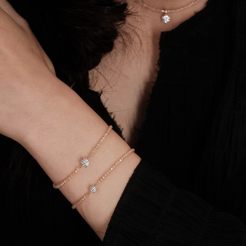 New Style Phantom of the Opera Champagne Zircon High-End Bracelet with Beads, Versatile and Exquisite, Fashionable Hand Accessory