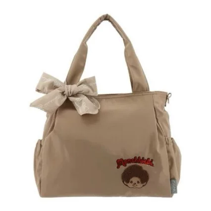 In-Stock Japanese-Style Monchhichi Embroidered Oxford Cloth Tote Bag, Large Capacity Shoulder Bag, Casual, Can Be Hung on Luggage for Travel