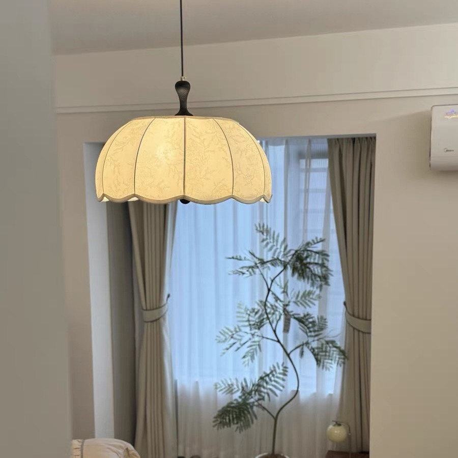 Sala de estar americana de melocotón lámpara de tela lámparas de estilo retro dormitorio de nuez francesa lámpara de nuez