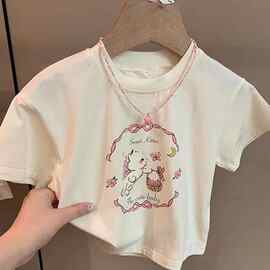 中小童女宝宝卡通可爱印花纯棉短袖打底衫儿童夏季韩版半袖T恤衫