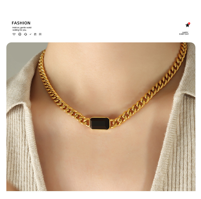 Real Gold Plated Plating Material PVD Coated Real Gold Plated 18K Gold Geometric 304 Stainless Steel Retro Waterproof Non Tarnish Bracelets Necklace