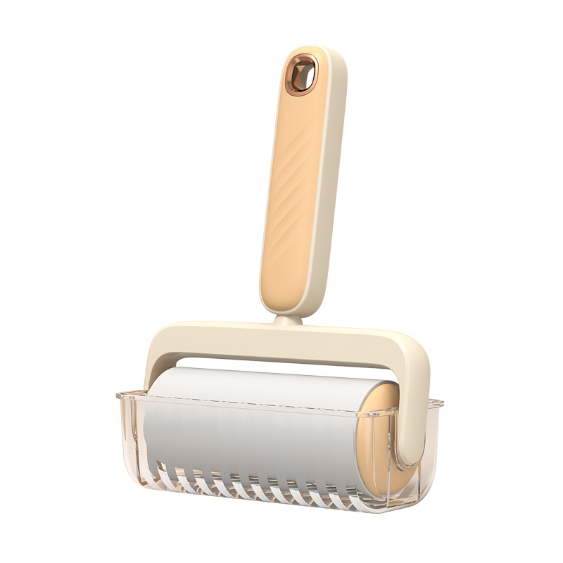 Rodillo de rollo de papel adhesivo rasgable, cinta de limpieza de papel adhesivo, tubo de rodillo adhesivo de ropa, transportador de pelo de mango redondo extraíble