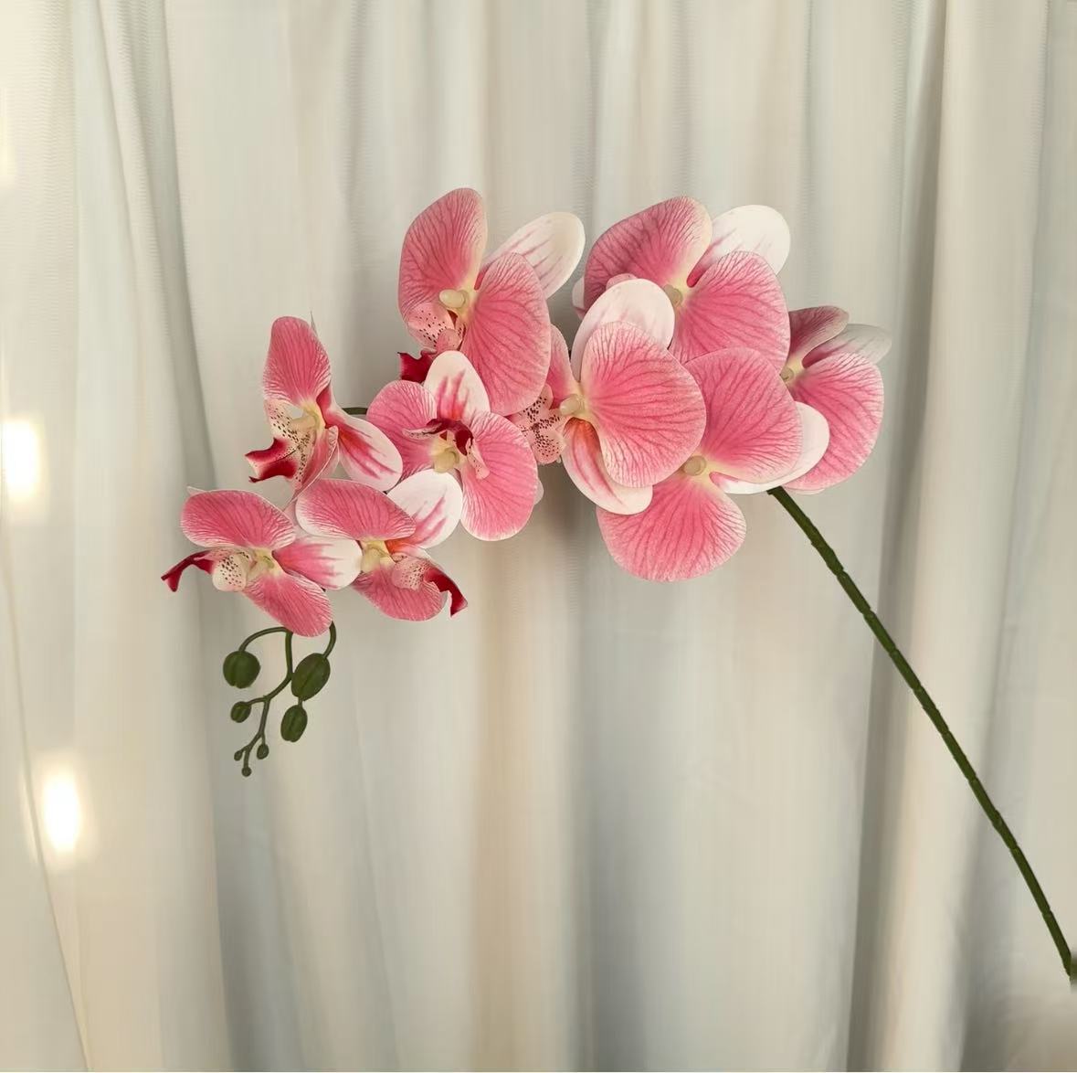 9-cabeza película Phalaenopsis flor artificial salón comedor Mesa alta rama piso decoración flor falsa Boda boda arreglo de flores