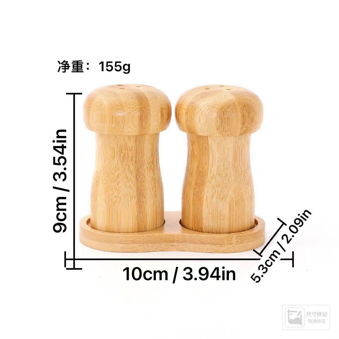 Creativo hongos pimienta molino Acacia roble madera sólida sal marina pimienta negra molino botella caja de palillos de dientes set