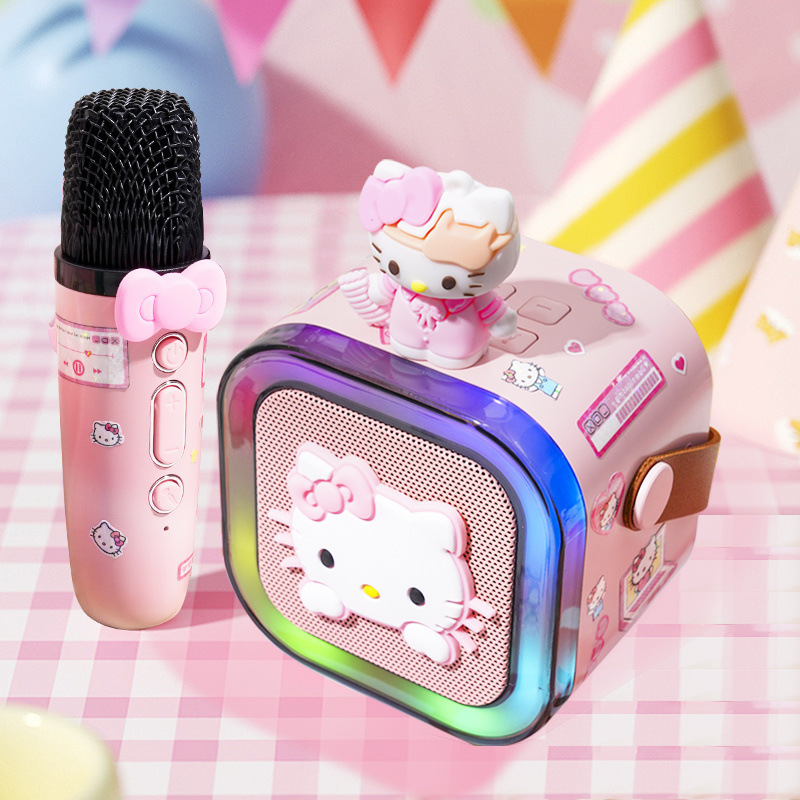 ハローキティ レコードプレーヤー Bluetooth スピーカー かわいい KT 猫マイク 歌うオーディオ 誕生日プレゼント 女の子|undefined