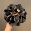 70# Black and Gray Cashew Flower Double Layer Hair Tie-14cm