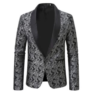 Foreign trade European and American men's autumn and winter color large jacquard fashion design formal wear men's lapel suit jacket wholesale
