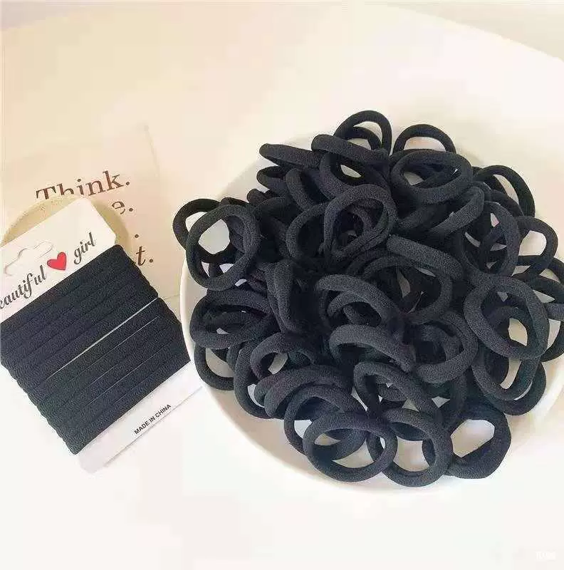 Повязка на голову, резинка для женщин, элегантная, высокоэластичная и прочная резинка для волос, летний хвост, черная веревка для волос