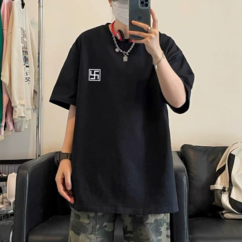 Летняя футболка с короткими рукавами мужской тренд прилив свободная повседневная футболка корейская версия простой дикий красивый топ с половиной рукава