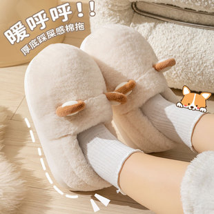 2025 new style cotton slippers with heel for women, winter home slippers, household thick-soled non-slip warm furry slippers, men's cotton shoes