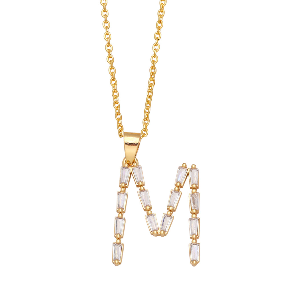 Fashion Letter Copper Inlay Zircon Pendant Necklace 1 Piece