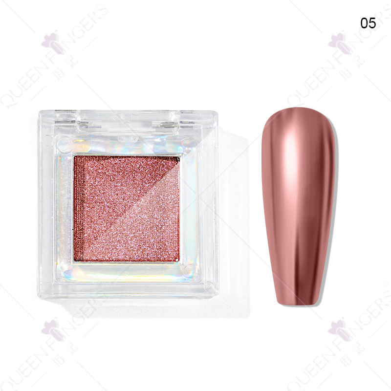 Nuevo brillo de uñas color sólido espejo mágico polvo cuadrado caja brillo láser polvo de titanio polvo de oro polvo de hadas polvo de sombra de ojos en polvo