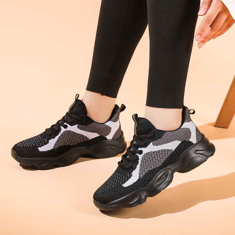 Moda vuelo tejido pareja otoño zapatilla transpirable zapatos de malla suave zapatos corrientes versátiles zapatos Casuales