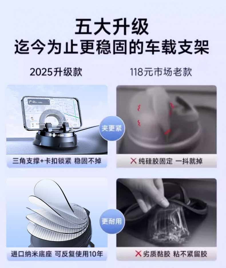 Mobile phone car mount, suction cup type, car accessories, in-car navigation, 2026 new model, charging and support