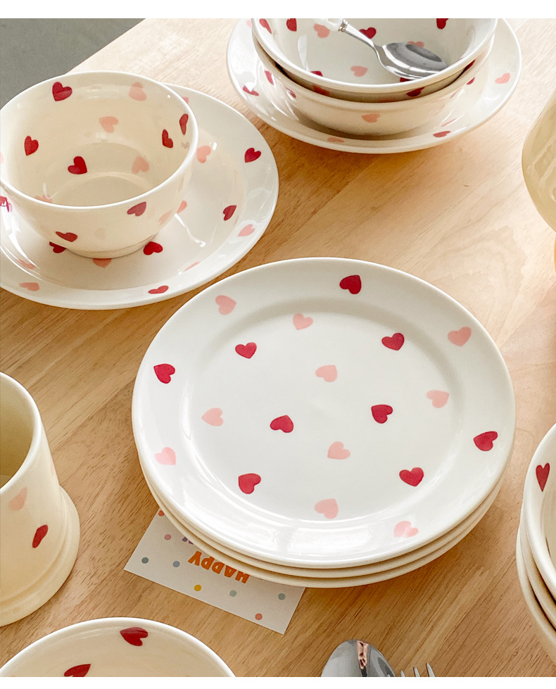 692g Weight plate, Tableware, Mug Kitchen and drinking utensils 1 Piece Quantity Daily Occasion Cute Heart Ceramics Plate Tableware Mug 1 Piece