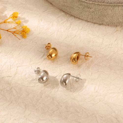 Cross-border European and American-style Pea Stud Earrings – Simple, Fashionable, and Versatile Small Gold-Colored Ear Accessories Made from Stainless Steel