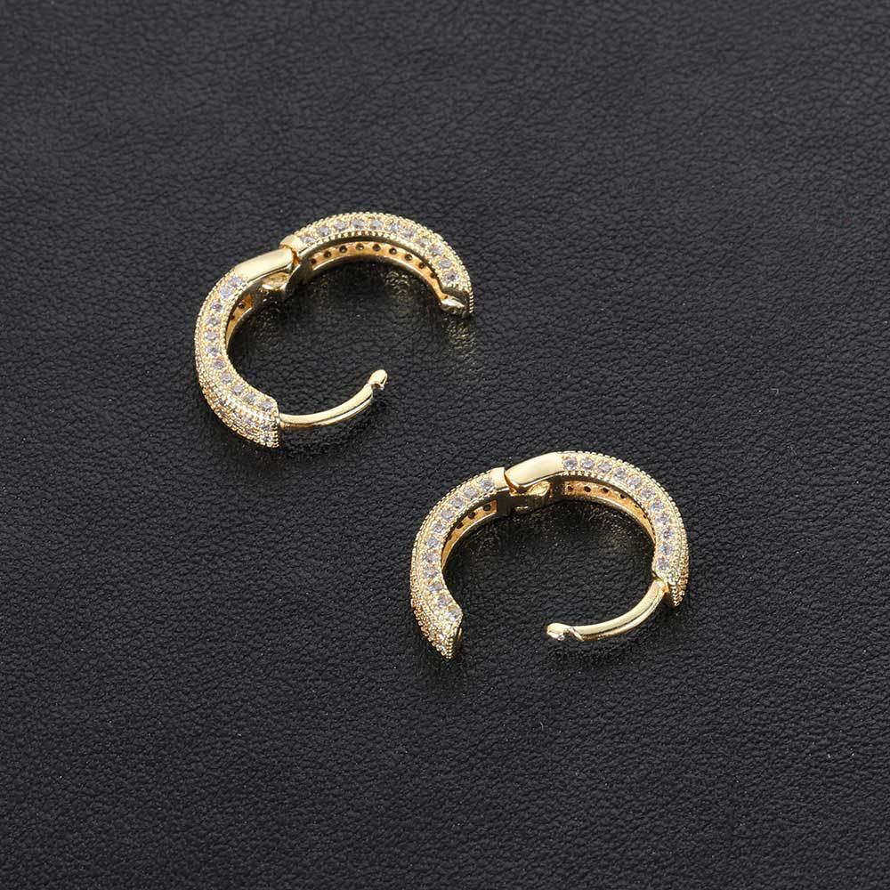 Full diamond men's plain rings, 2022 new minimalist earrings, Korean niche design, circular trendy earrings_voghion.com