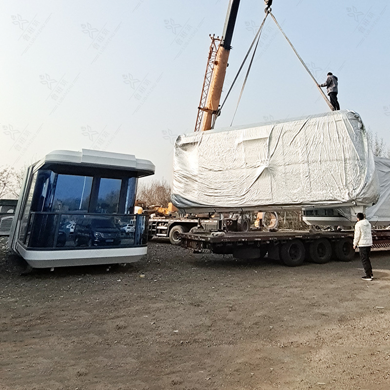 Fábrica al por mayor grande al aire libre móvil futuro espacio de la cabina tema vivo casa barco estructura de acero de visualización villa